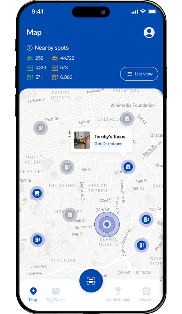 A phone with a map on the screen.