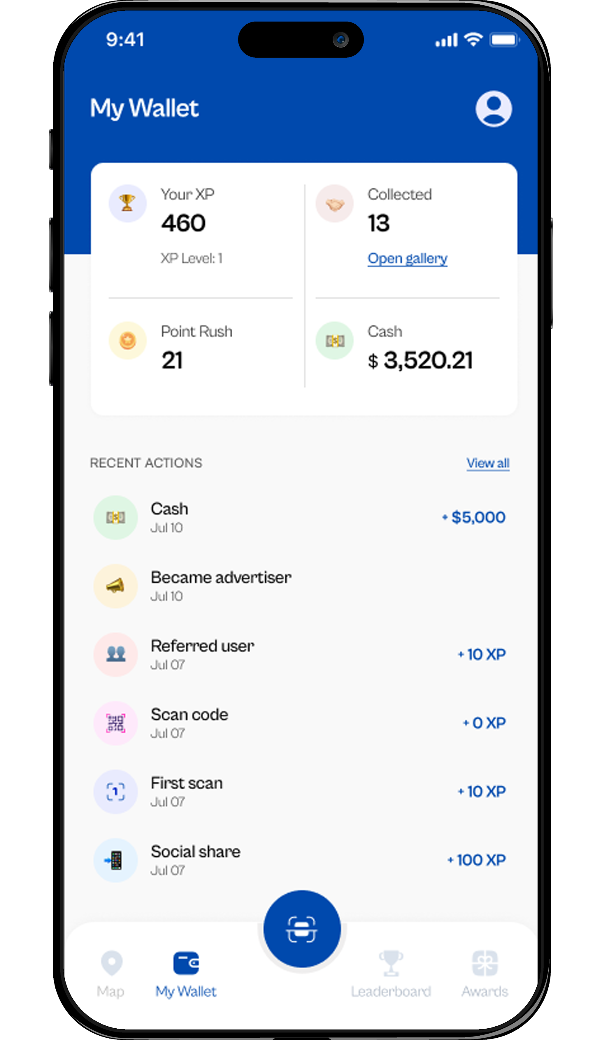 A phone with an app wallet on it